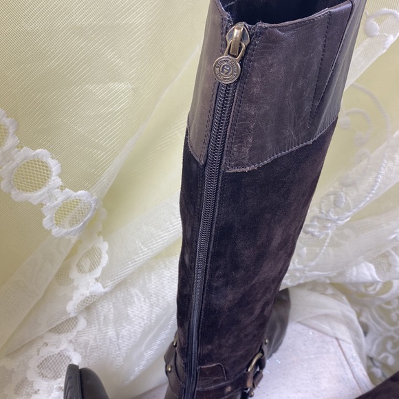 Etienne Aigner Brown suede leather knee high boots - Picture 10 of 11